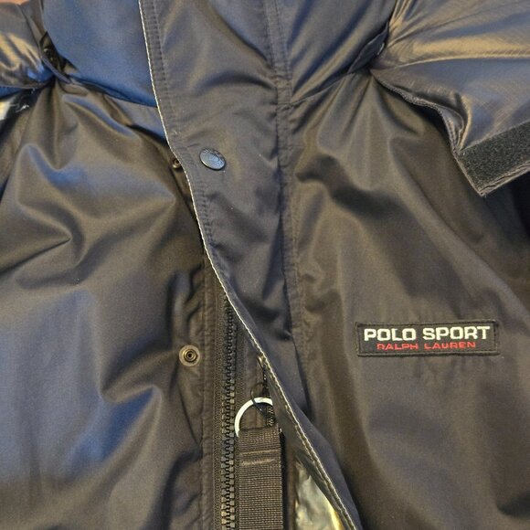 Polo Sport Men's Vintage Snowboard Jacket Black w/ Silver Striped Sleeves XL - Picture 4 of 11